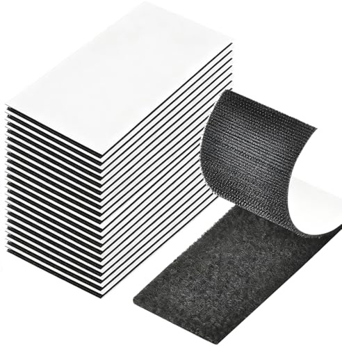 Klettband Selbstklebend Extra Stark 20 Stück, (10x5cm) Breit Doppelseitig Klett Mit Klettverschluss Kelbstklebendes, Schwarz Klebeband Klebepad für Fliegengitter, Couch-Kissen, Bastelarbeiten