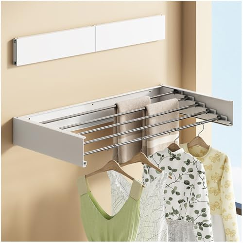 GIVROLDZ 60cm, Einziehbarer Wand-Wäscheständer, Zusammenklappbarer Wäscheständer Für Den Innen- Und Außenbereich, Kompaktes Und Prägnantes Design, Platzsparend