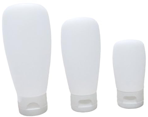 Mobestech Ensemble de 3 Flacons Rechargeables en Silicone Blanc 30ml 60ml 100ml pour Cosmétiques et Lotions, Réutilisables Voyage en Extérieur