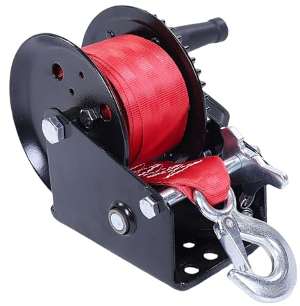 Asixxsix 1600LBS Heavy Duty Boat Trailer Winch, Portable Hand Winch with 26ftx2in Strap, 2 Way Ratchet 4.1:1 Gear Manual Operated Winch for Boat, Truck, Trailer, RV, ATV, Jet Ski