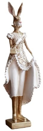 Jugutyeg Dekoratives Kaninchen Osterdekoration, Dekorativer Osterhase, Harz Frühlingsdekoration Tischdekoration, Osterstatue Kaninchen Figur für Wohnzimmer, Bücherregal, Zuhause & Büro, Female