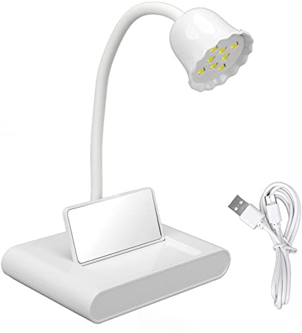 Machine à polymériser les ongles LED Sèche-vernis gel miroir Puissance 20 W avec 8 puces lumineuses Tuyau flexible réglable à 360 degrés pour la maison Salon de manucure Matériau