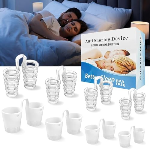 8 Stück Schnarchstopper, Anti Schnarch Nasenclip, 4 Größe Nasendilatator Nasenspreizer, Anti Schnarch Gerät, gegen Schnarchen, Verbesserung der Atmung (White-8)