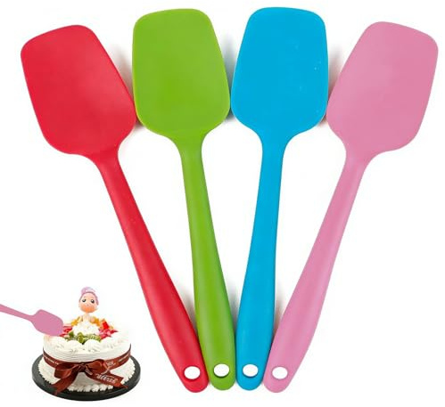 lrgnixs Lot de 4 spatules en silicone - Cuillères en silicone résistantes à la chaleur - Spatules en silicone anti-adhésives - Pour la cuisine et la pâtisserie - Petit format