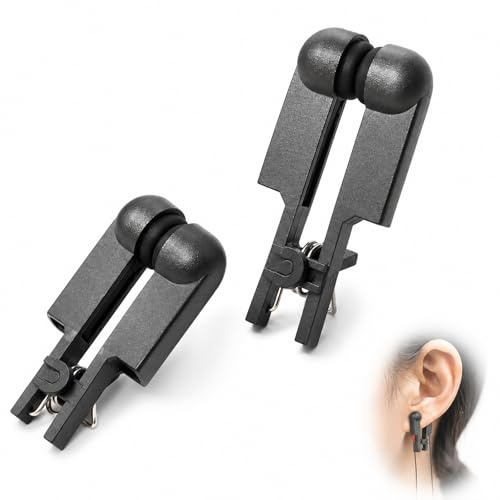 ZenithQuest 2 Pack Double-Headed Ear Clip Electrodes, Black Silicone ABS Ear Clips for General Use, Compatible with Standard 2.0mm Pin Connectors & Tens 7000 Units