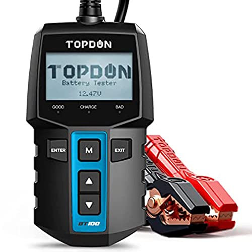 TOPDON BT100 Autobatterie Tester 12V Lasttester 100-2000 CCA Kfz-Lichtmaschinentester für Batterietests, Anlasstests & Ladetests durch, Digitaler Batterietester Analysator für Auto LKW Motorrad SUV