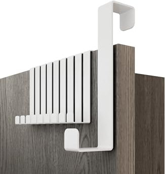 Menz Türhaken zum Einhängen, 10er Set - Kleiderhaken an Tür, stabile Haken zum Einhängen, platzsparende Türgarderobe für ganze Wohnung, universelle Türhakenleiste, weiß