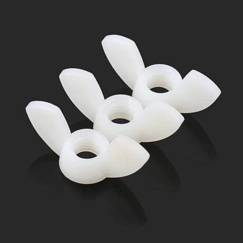 LOEASE Flügelmuttern 10/20 Stück M3 M4 M5 M6 M8 M10 M12 Plastic-Flügelmutter, Kunststoff-Barrenmutter, Kunststoff-Schmetterlings-Kunststoffkappenmutter (Color : White, Size : M10 10pcs)