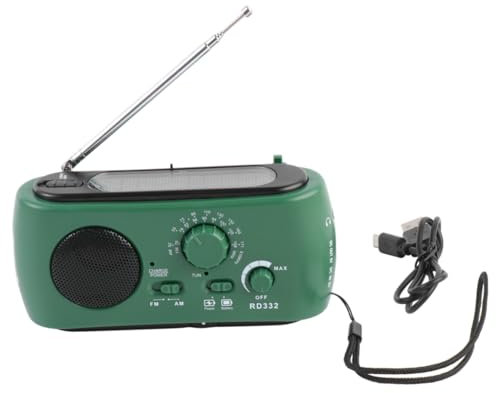 Hemobllo Radio De Emergencia Solar Y Manivela Am/FM con Linterna Led Cargador USB Radio Portátil para Camping Y Emergencias Suministros De Supervivencia