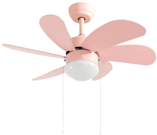 GSC Evoluion | Ventilador de techo con luz Rosa | Motor DC | Ø82 6 aspas | Ideal estancias <13m2 | Verano/Invierno