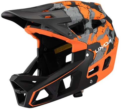 Lixada Adult Bike Helmet, Full Face Mountain Bike Helmet Lightweight Bicycle Helmet with Pads & Visor, Comfort Cycling Helmet Racing Downhill MTB Helmet for Men Women