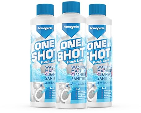 HomeGenie - Washing Machine Cleaner | Anti-bacterial Removes Limescale, Odours and Dirt | Fresh Linen Scent (3x 250ml)
