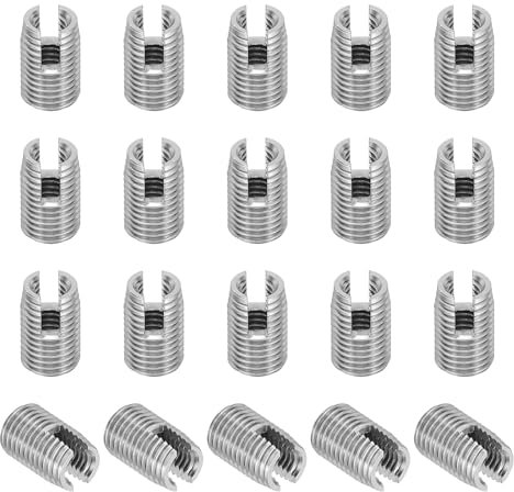PATIKIL Self-Tapping Threaded Inserts, 20 Pcs M4 x M6.5 x 10mm 303 Stainless Steel Thread Adapter Reducer Slotted Screw Repair Inserts Nuts Sleeve
