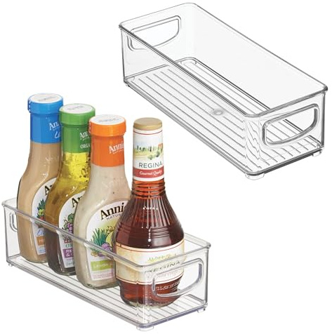 InterDesign iDesign Plastic Stackable Pantry Bin - Storage Bin with Handles for Cabinets or Fridge - Set of 2 - Clear