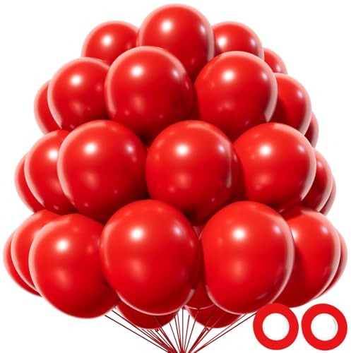 KAWKALSH Red Balloon 110pcs, 12 Inch Thickened Red Latex Helium Balloons for Graduation Wedding Independence Day Valentine's Day Memorial Day Christmas Engagement Birthday Party Decorations