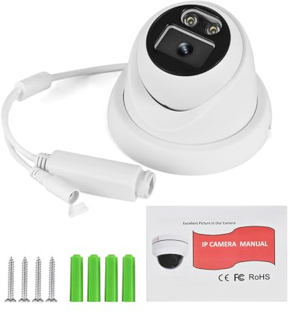 Qukaim Caméra IP PoE 8MP, vision nocturne infrarouge, objectif grand angle de 2,8 mm, surveillance intérieure et extérieure, montage mural, microphone unidirectionnel, caméra Bullet