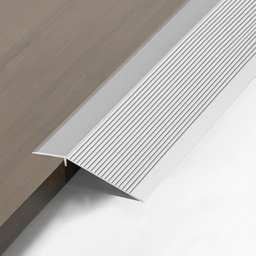 Hengrongshen övergångsprofil, 0,9 m x 100 mm, aluminiumprofiler, övergångsskena, lämplig för dörröppningströsklar, klinkerlaminat, överbrygger höjden mellan 10–35 mm (frostat silver)