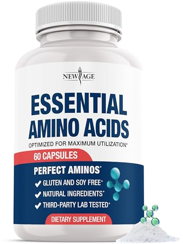 NEW AGE Amino Acid Complex – 20 Aminos with BCAAs, L-Glutamine, L-Arginine & Hyaluronic Acid – Supports Recovery, Energy, Immune Health & Wellness – Non-GMO, Gluten-Free – 60 Capsules