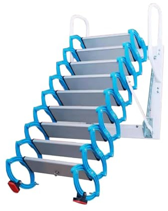 YPDJVLTI Attic Stair Manual Attic Ladder Wall Mounted Folding Retractable Staircase Pull Down Loft Ladder Telescopic Ladder Space-Saving(3.1-3.5m)
