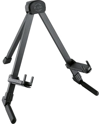 K&M 17550 Gitarrenständer Memphis Travel Schwarz eloxiert - Ständer für akustische und elektrische Gitarren