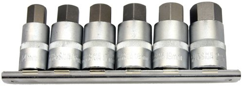Alkan 14-22 mm 1/2 Innensechskant Stecknuss Satz kurz 6-tlg | Kurze Innen-6-kant Kraft-Stecknüsse 14-22 mm, 1/2 Antrieb, 6-tlg Satz auf Steckleiste