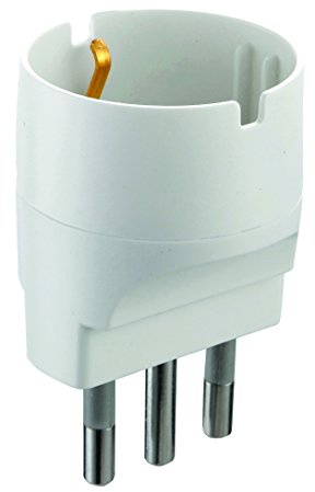 Electraline 71915 – Schuko Adapter, Plug 16A 230V, Matt White, Colour: White
