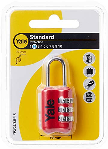 Yale Lucchetto da Viaggio Combinazione YYP2/23/128/1R Rosso, ideale per borse e valigie