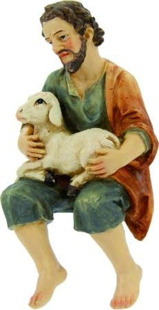 Hirte m. Schaf, sitzend f. 9cm Figuren