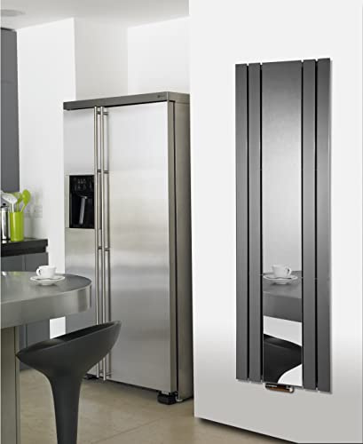 Badheizkörper mit Spiegel Shanghai 180 cm 819 Watt anthrazit moon SZAGATO | 180x55cm Designheizkörper Handtuchheizkörper Mittelanschluss Handtuchwärmer Designheizung Made in Germany