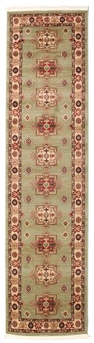 RugVista Marivan Kazak, Tappeto, Orientali, 80 x 300 cm, Rettangolare, Pelo medio, Soggiorno, Sala da pranzo, Camera letto, Corridoio, Lavabile solo a secco, oeko_tex_100, Chiaro Verde/Bianco crema