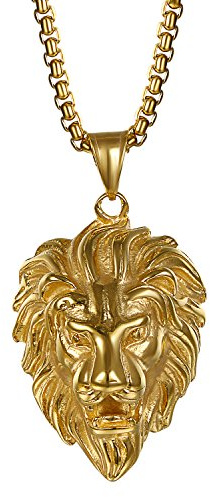 Cupimatch Herren Halskette Skorpion Löwe Totenkopf Azrael Anhänger Herren Edelstahl König Anhänger Halskette für Männer