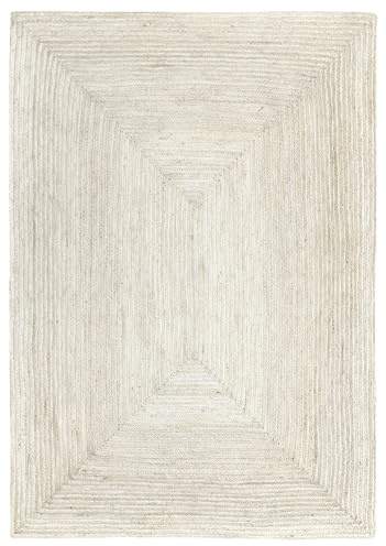 HAMID - Tapis Alhambra en Jute Couleur Ivoire, 100% Fibre Tressé à la Main pour Salon, Chambre & Couloir (160x230 cm)