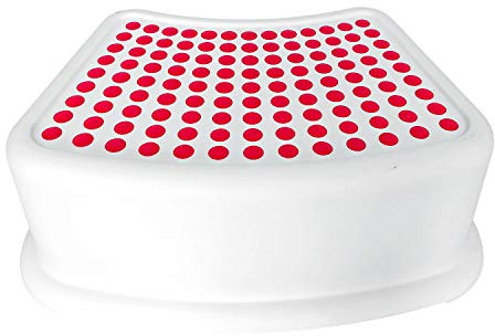 Kids Plastic Small Anti-Slip Booster Step Stool Children's Foot Stool, Anti-Slip Foot Perfect For Toddler Toilet Potty Training Kids Bathroom For Brushing Teeth Washing Hands (Red Dots)