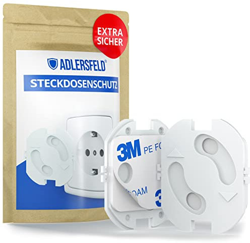 Adlersfeld® Steckdosen Kindersicherung (20 Stück) - Kindersicherung Steckdose mit Drehmechanik - Einfache Installation Selbstklebend - Steckdosenschutz Kindersicherung - Sicherheit für Baby & Kinder