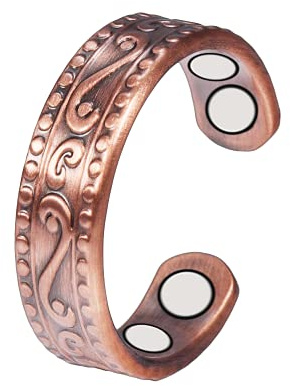 YINOX CPR-0955 magnetisk kopparring för män och kvinnor, antik stil, justerbar, hälsosam, koppar