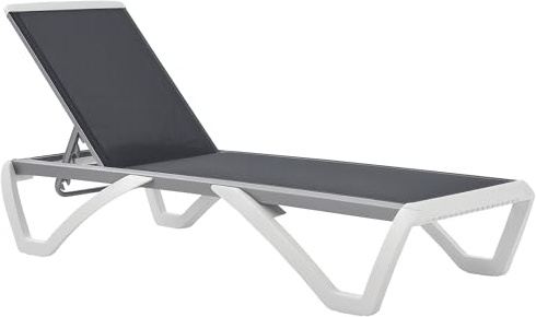 Outsunny Gartenliege Alu Sonnenliege Stoffliege Relaxliege 5-Fach verstellbar ergonomisch Texteline Grau+Weiß 170 x 67,5 x 95 cm