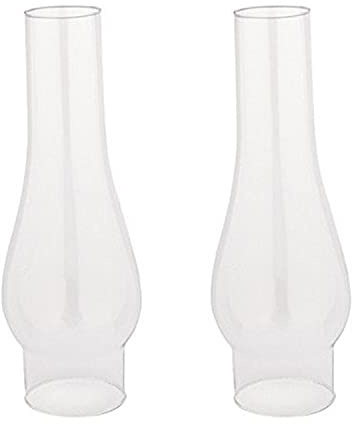Ohlectric Glass Lamp Chimney - Chimney Transparent Glass Shade - Hand Blown Replacement For Vintage Oil Lamps - Prevent The Flame - Curvy Lamp Chimneys - 3 Inch Fitter, Pack Of 2 - OL-44531