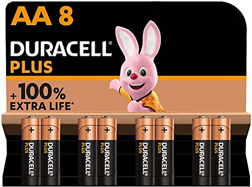 Duracell Plus AA Batteries (8 Pack) - Alkaline 1.5V - Up To 100% Extra Life - Reliability For Everyday Devices - 0% Plastic Packaging - 10-Year Storage - LR6 MN1500