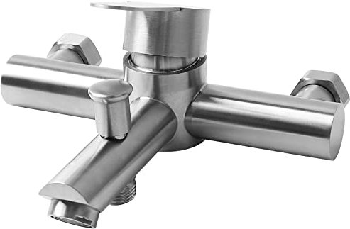 Rubinetto a Parete per Vasca da Bagno e Doccia, Miscelatore, in Acciaio Inox 304 con Deviatore, Monocomando Regolabile Acqua Calda e Fredda