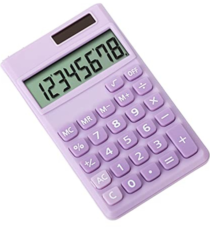 Mini Pocket Solar Battery 8-Digit Desktop Calculator for Office, Home & School - Standard Function Simple Small Purple