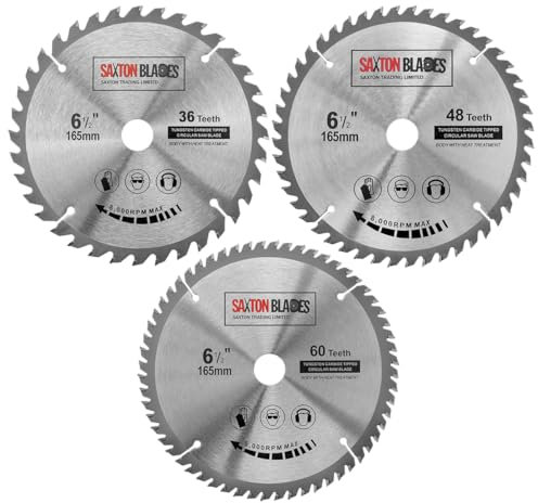 TCT165MXCSK Saxton TCT Circular Wood Saw Blades 165mm x 20mm (16mm Ring) Pack C Compatible with Bosch Makita Dewalt etc