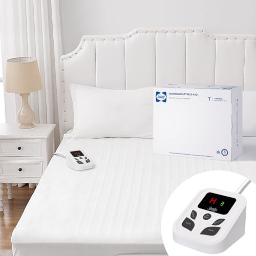 Sealy Heated Mattress Pad Twin Size with 10 Heat Settings Machine Washable