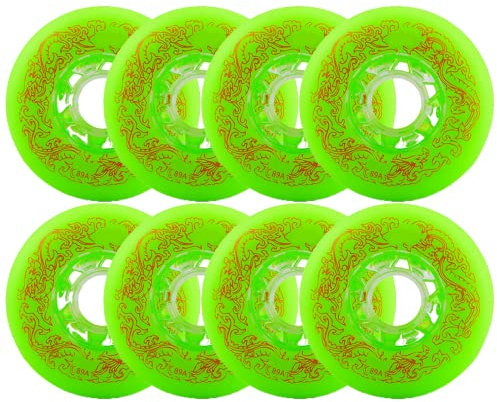 JHKJ Inline-Skate-Räder 72 mm/ 76 mm/ 80 mm Rollschuh-Räder für den Innen- und Außenbereich, die auf Gepäckrädern, Stützrädern usw. verwendet Werden,Grün,76mm