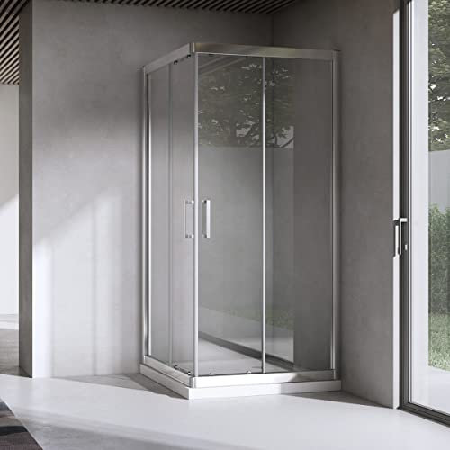 Yellowshop - serie EX Box doccia cabina bagno quadrato cm 100x100 o 120x120 cristallo 6mm trasparente struttura in alluminio (Cm 100x100)
