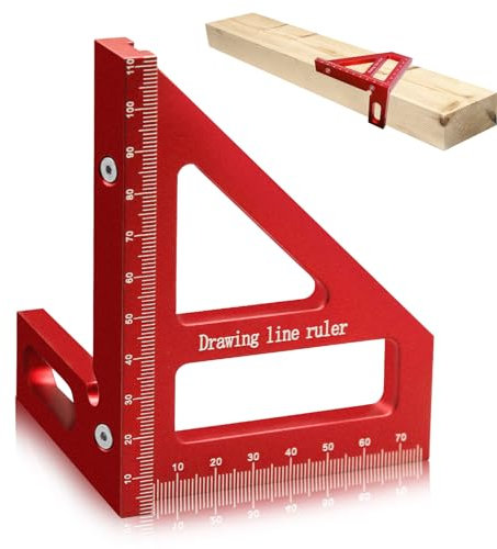 Quadratischer Winkelmesser für die Holzbearbeitung, 3D-Mehrwinkel-Messlineal, 45/90-Grad-Aluminium-Gehrungs-Dreiecks-Lineal-Anreißer, hochpräzises Layout-Mehrzweck-Messwerkzeug für Ingenieure