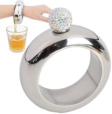 woyufen Pulsera petaca | Acero Inoxidable petaca 3.5 oz - Linda Pulsera Petaca para Whisky, Bares, Fiestas, cumpleaños Baile, Mujeres, Festivales música