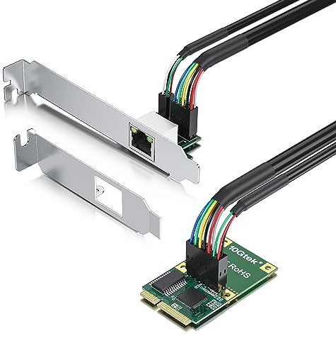 10Gtek Mini PCIe 1G Ethernet-nätverkskort (Intel I210AT), med LED-ljus, 30 cm kabellängd, enkel port RJ45, mini PCIe-gränssnitt, inte för M.2