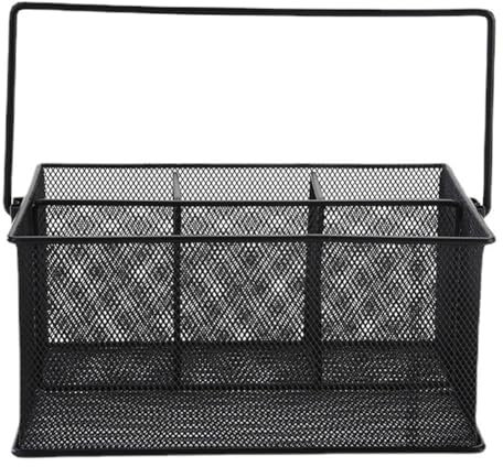 Wisboey Panier de Rangement à Couverts Panier Noir en Métal avec 4 Compartiments, Organisateur de Porte-Couverts en pour, la Cuisine, Les Fêtes, Le Camping