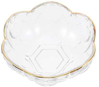 MAGICLULU Elegante Schale Glas mit Goldenem Rand Einfache Glas Salatschüssel als Tischdeko und Rutschfest für Restaurants und Familienfeiern