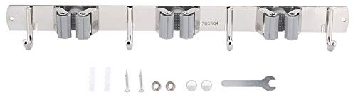 Broom Holder Wall Mount - 3 Racks And 4 Hooks Mop And Broom Holder Wall Mount,Wall Mount Garden Tool Organizer,304 Stainless Steel Holder For Home Kitchen Garden Laundry Garage